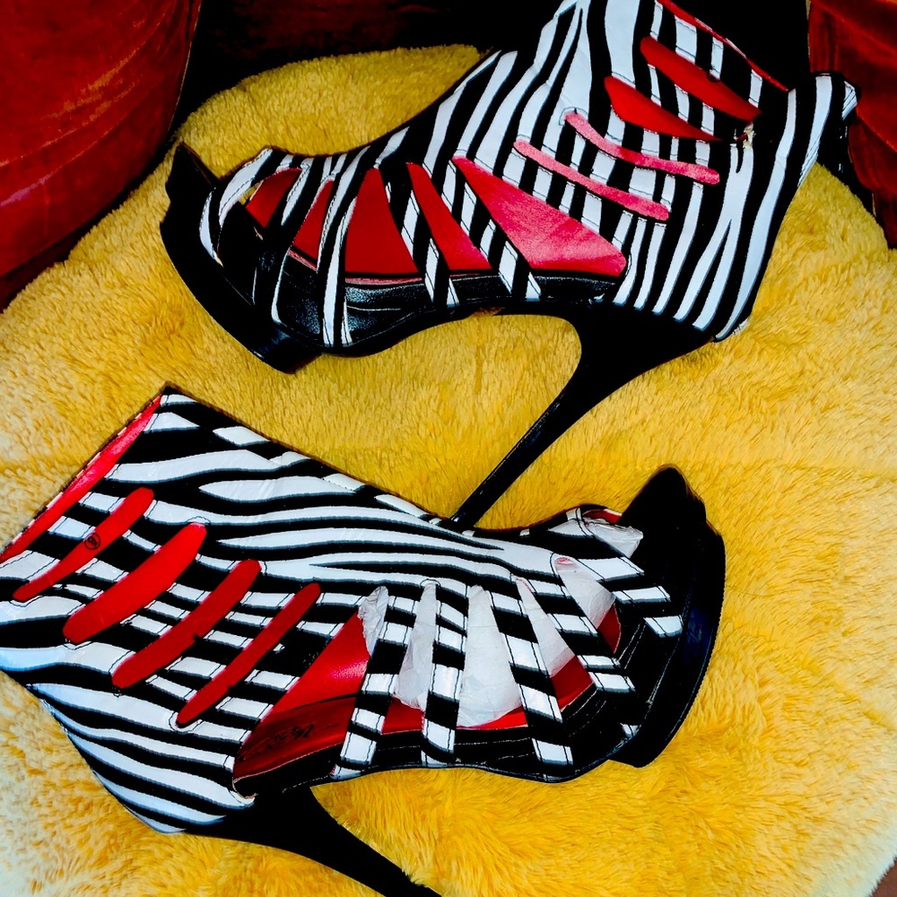 Zebra platform stilettos…..